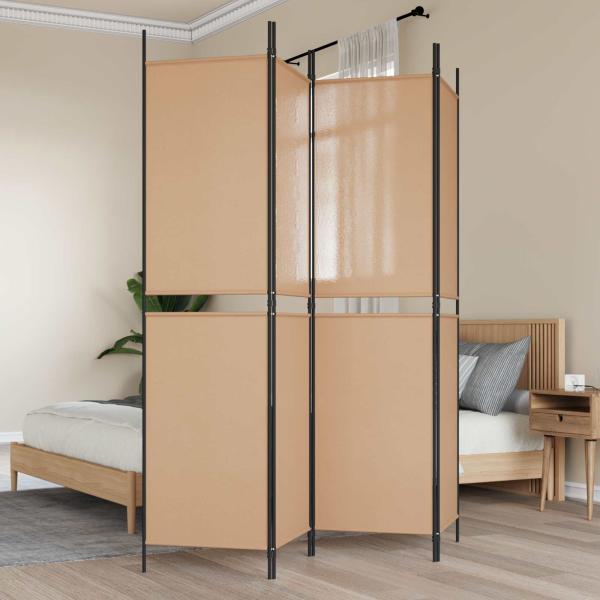 ARDEBO.de - 4-teiliger Raumteiler Beige 200 x 200 cm Stoff
