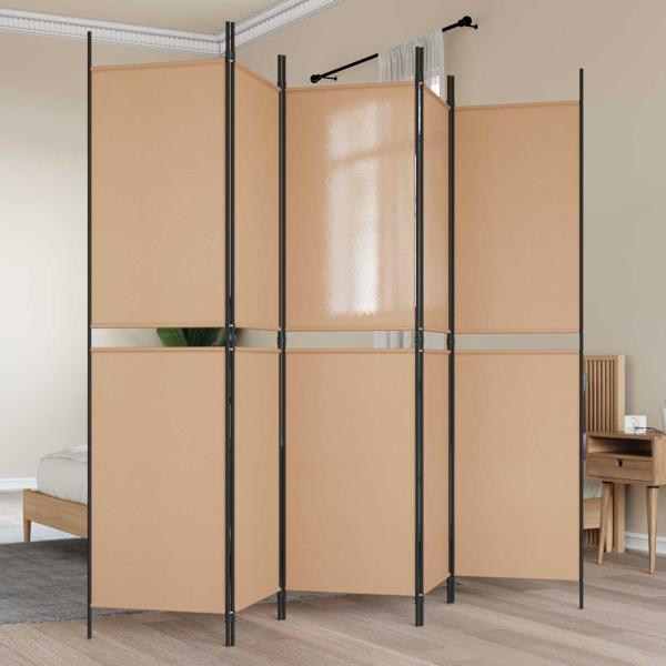 ARDEBO.de - 5-Panel Raumteiler Beige 250 x 200 cm Stoff