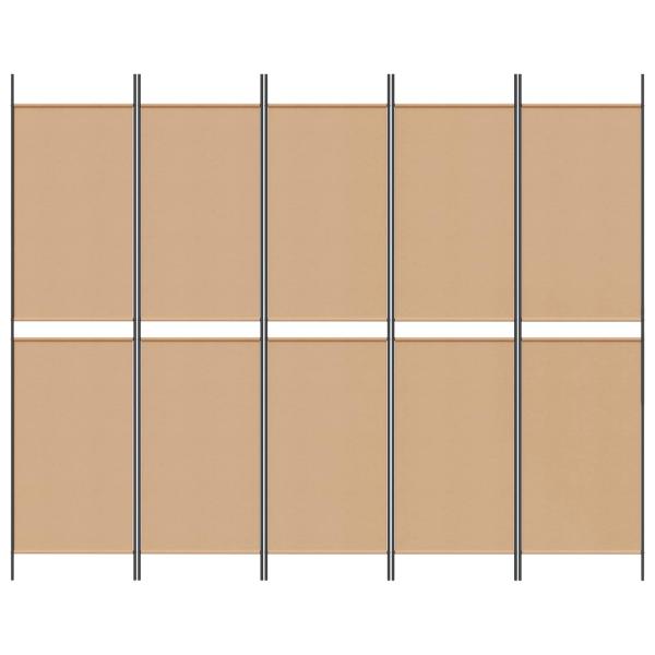 5-Panel Raumteiler Beige 250 x 200 cm Stoff