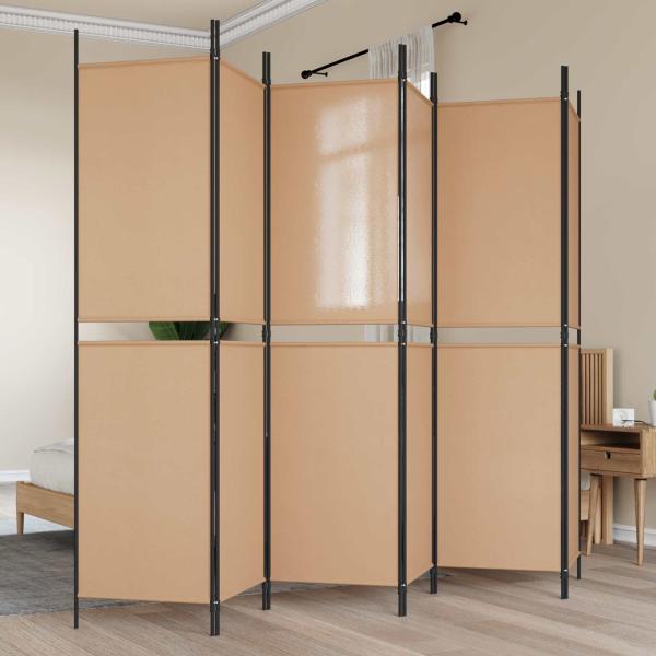 ARDEBO.de - 6-teiliger Raumtrenner Beige 300 x 200 cm Stoff