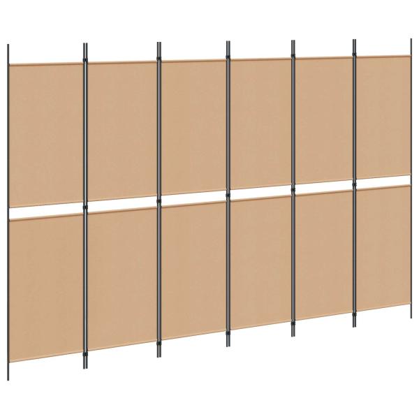 6-teiliger Raumtrenner Beige 300 x 200 cm Stoff