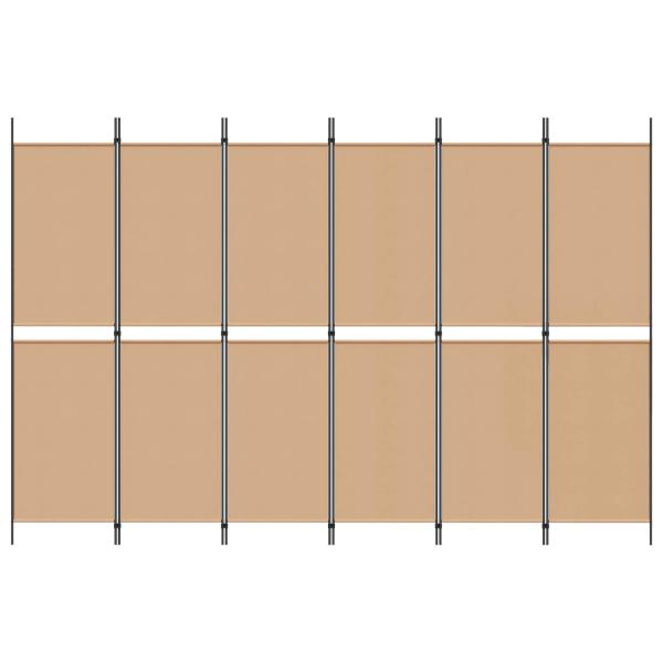 6-teiliger Raumtrenner Beige 300 x 200 cm Stoff