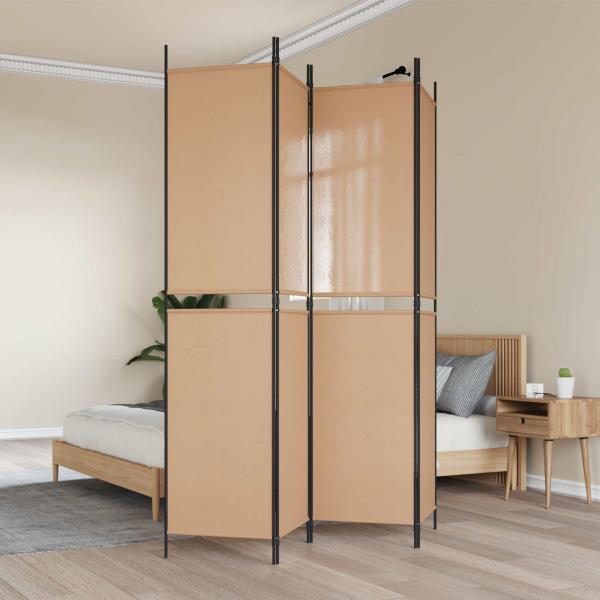 ARDEBO.de - 4-teiliger Raumteiler Beige 200 x 220 cm Stoff