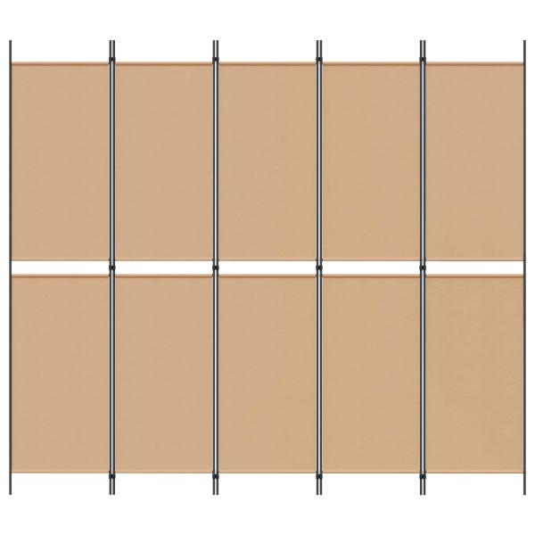 5-teiliger Raumteiler Beige 250 x 220 cm Stoff