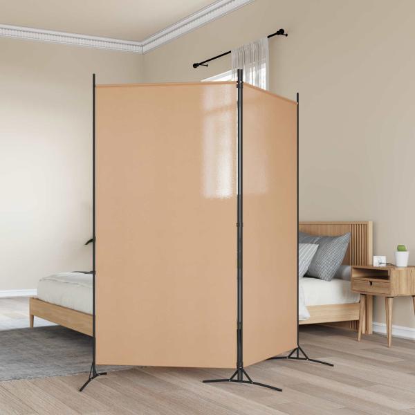 ARDEBO.de - 2-teiliger Raumteiler Beige 175 x 180 cm Stoff