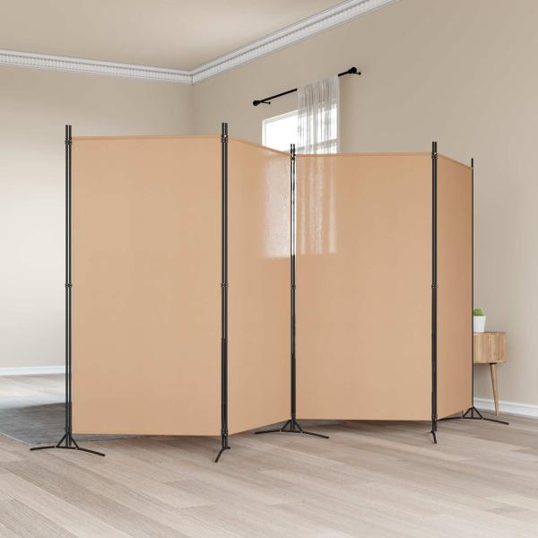 ARDEBO.de - 4-teiliger Raumteiler Beige 346 x 180 cm Stoff