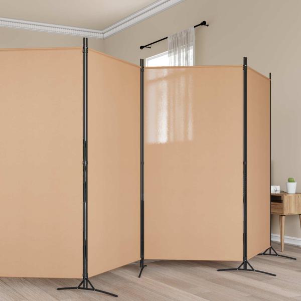 ARDEBO.de - 6-teiliger Raumtrenner Beige 520 x 180 cm Stoff