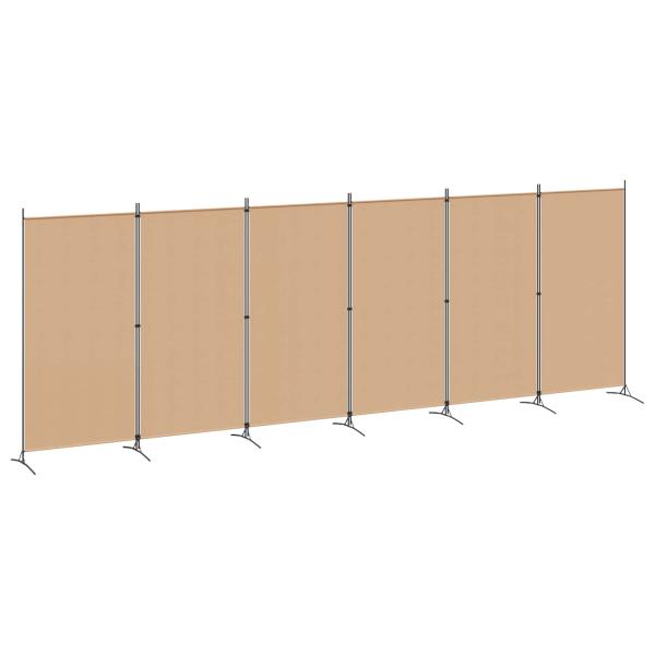 6-teiliger Raumtrenner Beige 520 x 180 cm Stoff