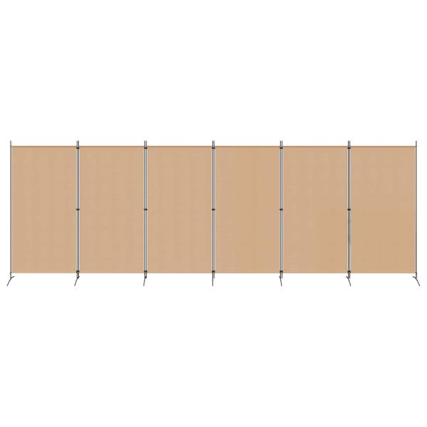 6-teiliger Raumtrenner Beige 520 x 180 cm Stoff