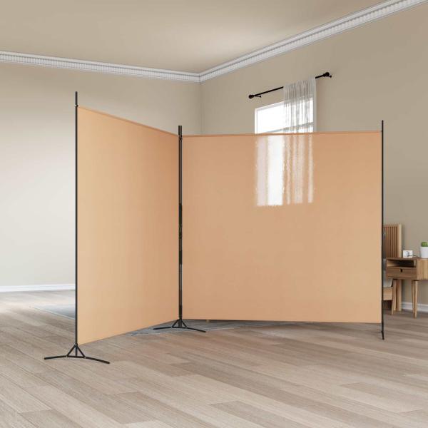 ARDEBO.de - 2-teiliger Raumteiler Beige 348 x 180 cm Stoff