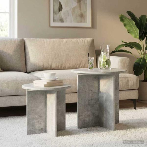 ARDEBO.de - Beistelltisch-Set 2 stk. Betongrau Ø 45 x 45 cm Holzwerkstoff