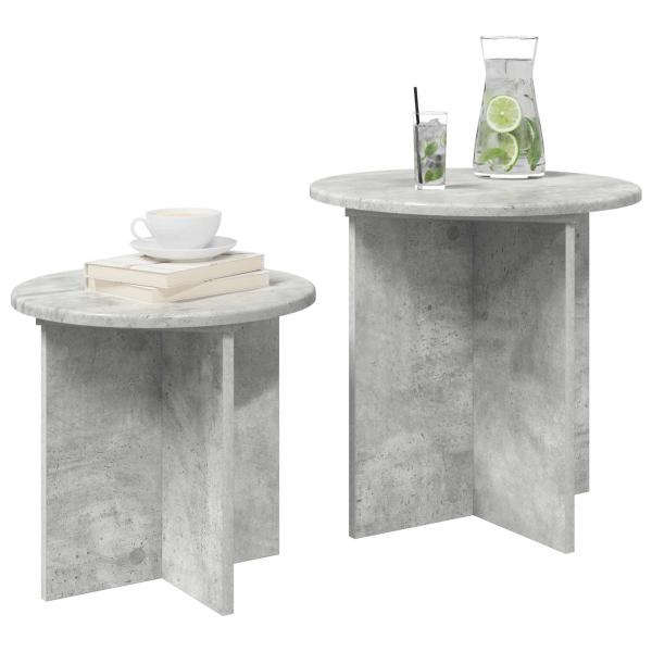 Beistelltisch-Set 2 stk. Betongrau Ø 45 x 45 cm Holzwerkstoff