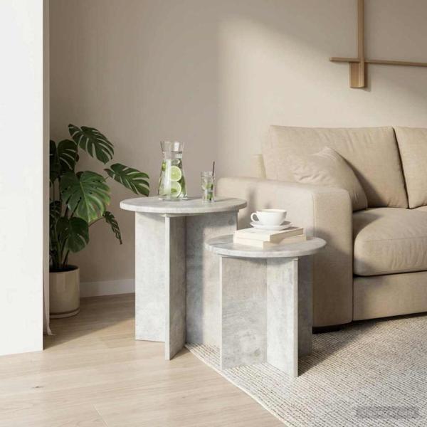 Beistelltisch-Set 2 stk. Betongrau Ø 45 x 45 cm Holzwerkstoff
