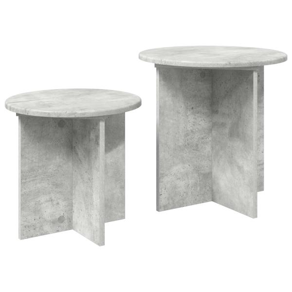Beistelltisch-Set 2 stk. Betongrau Ø 45 x 45 cm Holzwerkstoff