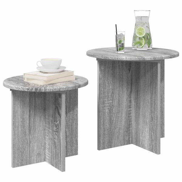 Beistelltisch-Set 2 stk. Graues Sonoma Ø 45 x 45 cm