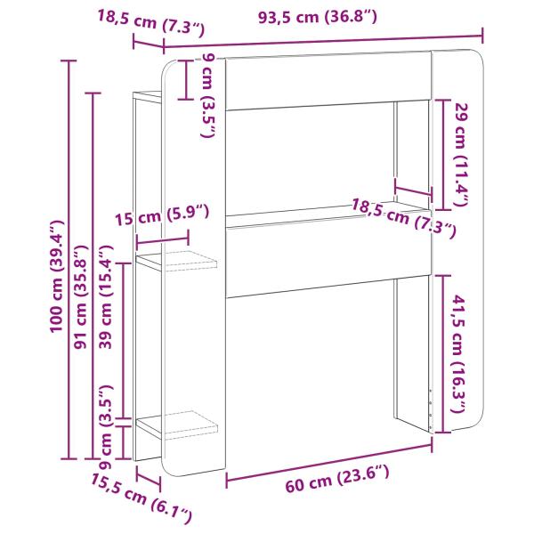 Kopfteil-Schrank Artisan-Eiche 80 cm Holzwerkstoff