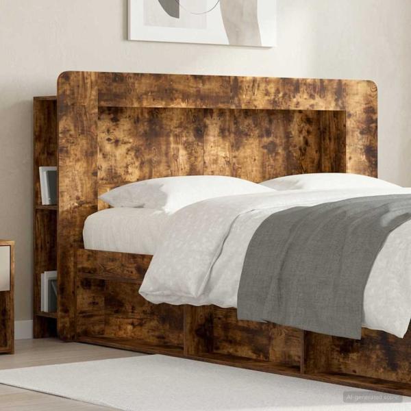 Kopfteil-Schrank mit Speicher Geräucherte Eiche Holzwerkstoff