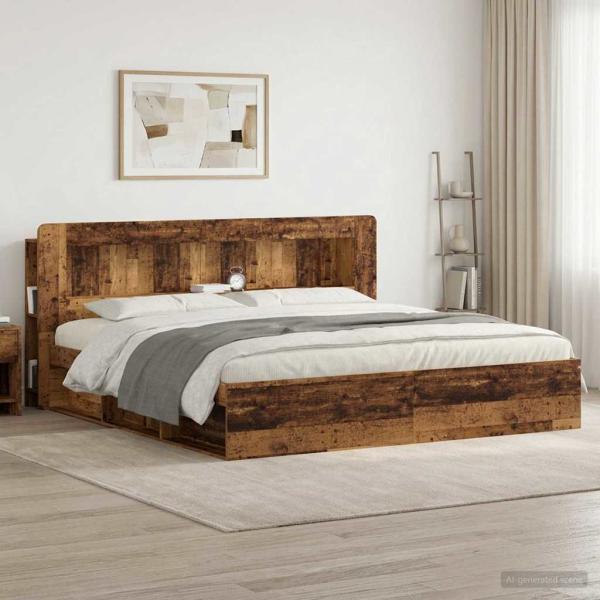 ARDEBO.de - Kopfteil-Schrank mit Speicher Altholz Holzwerkstoff
