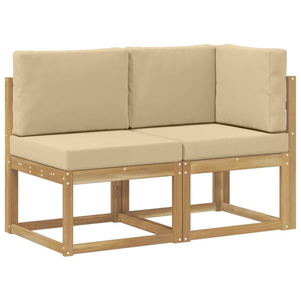 Outdoor Mittel- und Ecksofa 2 Stück Weiß Massivholz Akazie