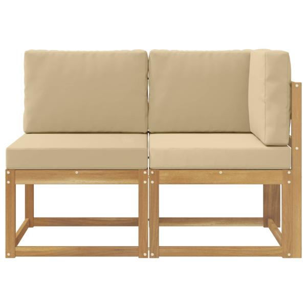 Outdoor Mittel- und Ecksofa 2 Stück Weiß Massivholz Akazie