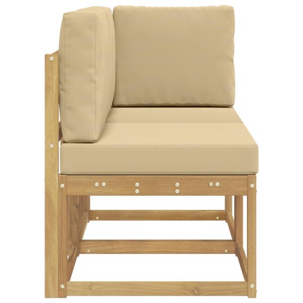 Outdoor Mittel- und Ecksofa 2 Stück Weiß Massivholz Akazie