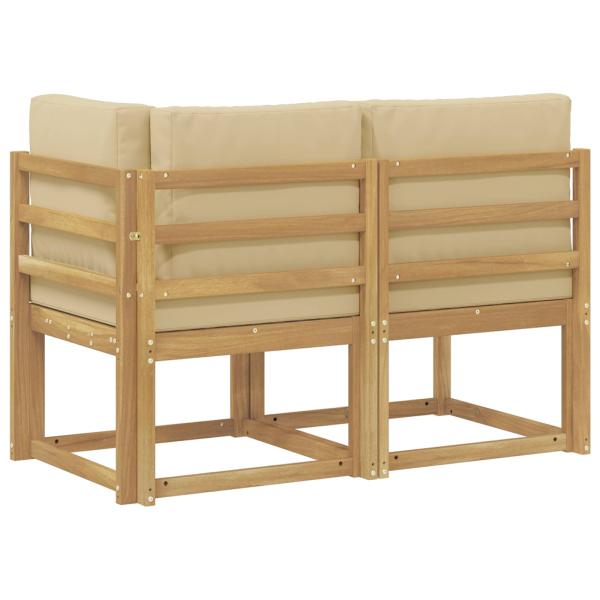 Outdoor Mittel- und Ecksofa 2 Stück Weiß Massivholz Akazie