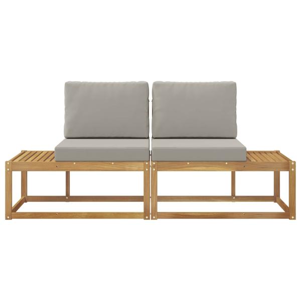 Outdoor End Sofa mit Kissen 2 Stück Weiß Massivholz Akazie