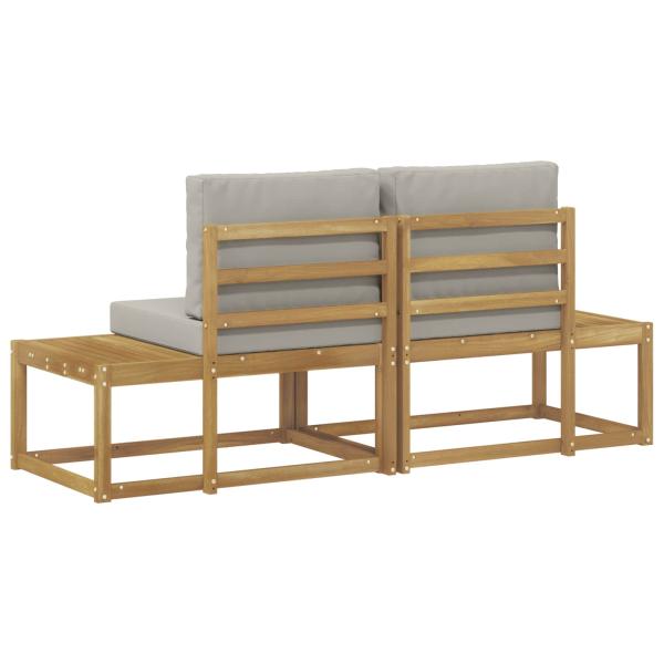 Outdoor End Sofa mit Kissen 2 Stück Weiß Massivholz Akazie