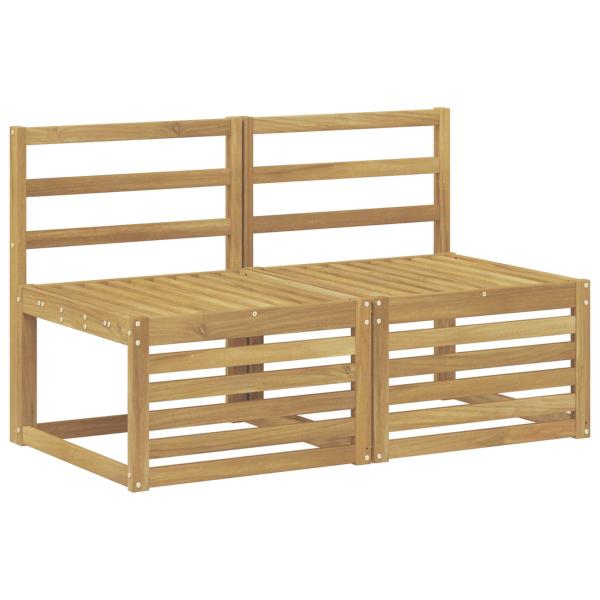 2 Stück Outdoor Mittelsofa Massivholz Akazie Weiß