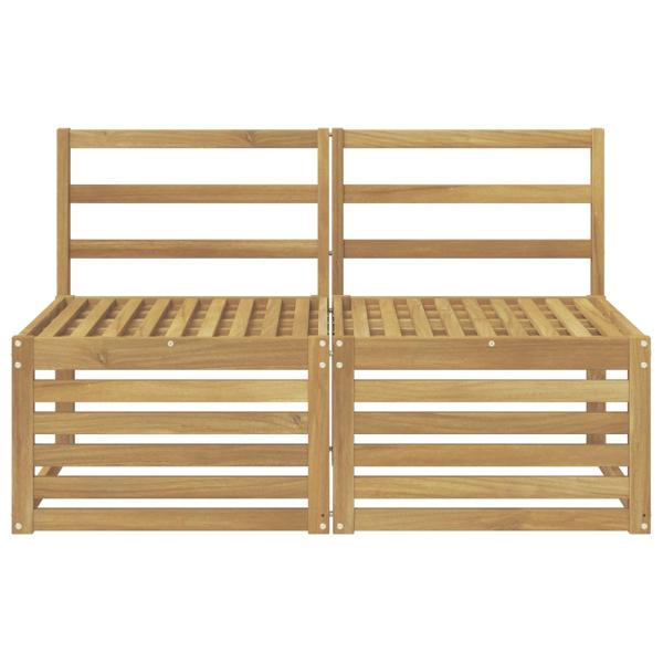 2 Stück Outdoor Mittelsofa Massivholz Akazie Weiß