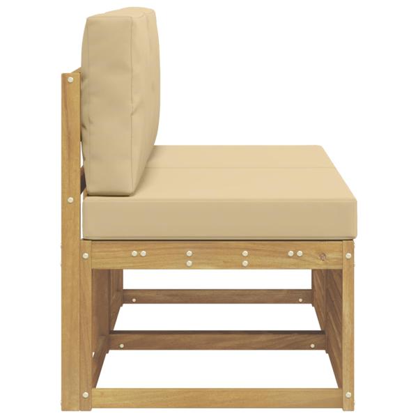 2 Stück Outdoor Mittelsofa Massivholz Akazie Weiß
