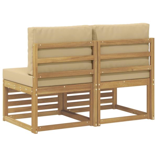 2 Stück Outdoor Mittelsofa Massivholz Akazie Weiß