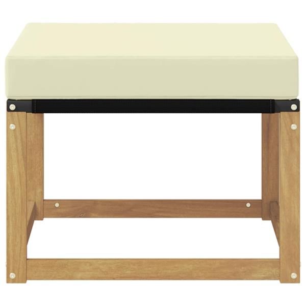 Outdoor-Fußhocker Massivholz Akazie und Textilene Stoff Weiß