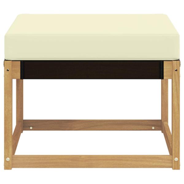 Outdoor-Fußhocker Massivholz Akazie und Textilene Stoff Weiß