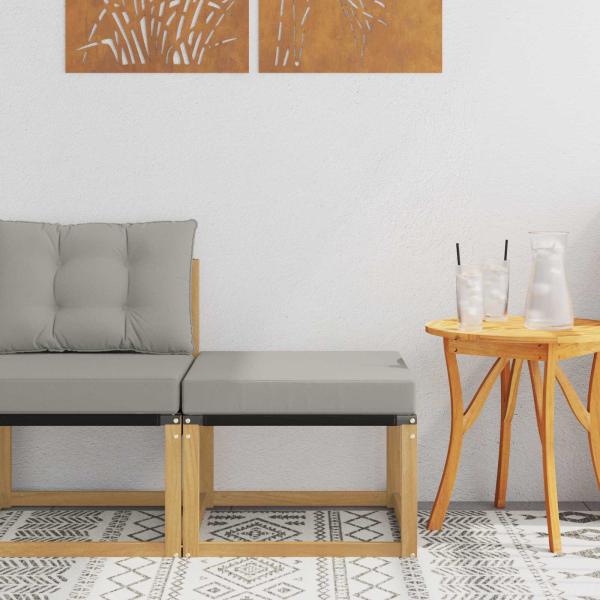 ARDEBO.de - Outdoor-Fußhocker Massivholz Akazie und Textilene Stoff Weiß