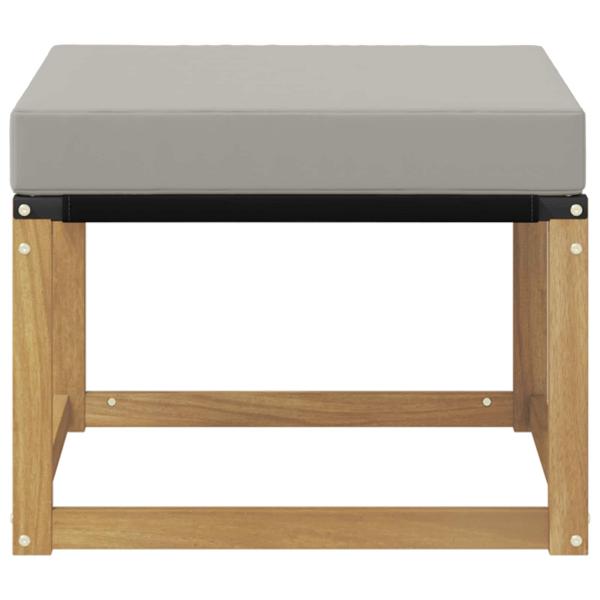 Outdoor-Fußhocker Massivholz Akazie und Textilene Stoff Weiß