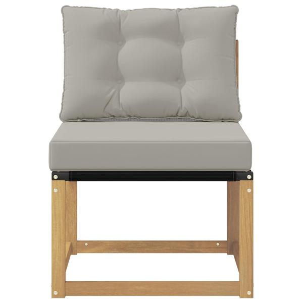Outdoor Mittelsofa Massivholz Akazie und Textilene Stoff Weiß