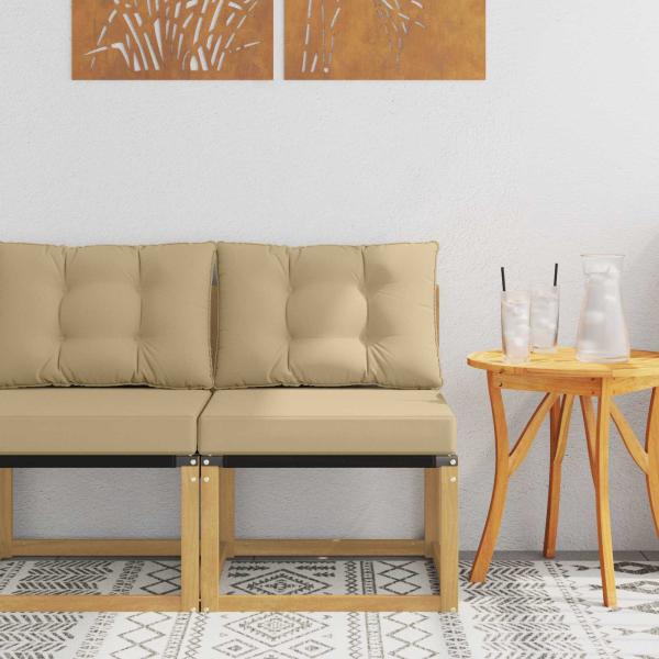 ARDEBO.de - Outdoor Mittelsofa Massivholz Akazie und Textilene Stoff Weiß