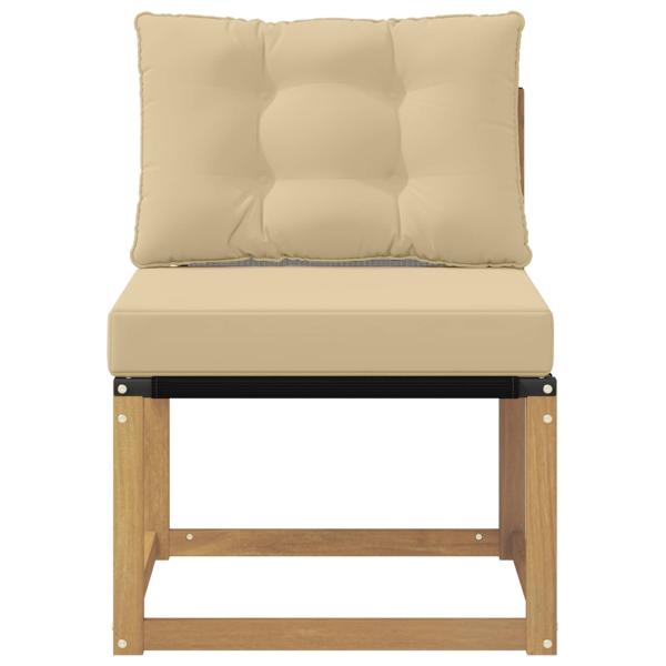 Outdoor Mittelsofa Massivholz Akazie und Textilene Stoff Weiß
