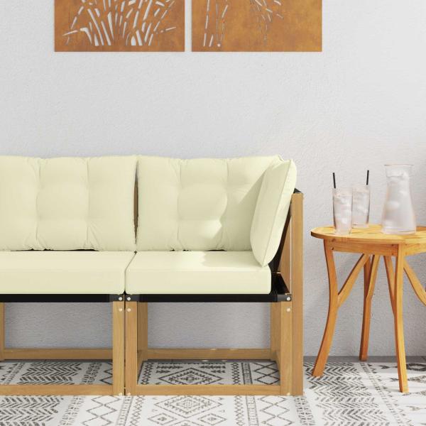 ARDEBO.de - Outdoor Ecksofa Massivholz Akazie und Textilene Stoff Weiß
