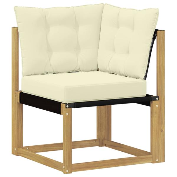 Outdoor Ecksofa Massivholz Akazie und Textilene Stoff Weiß