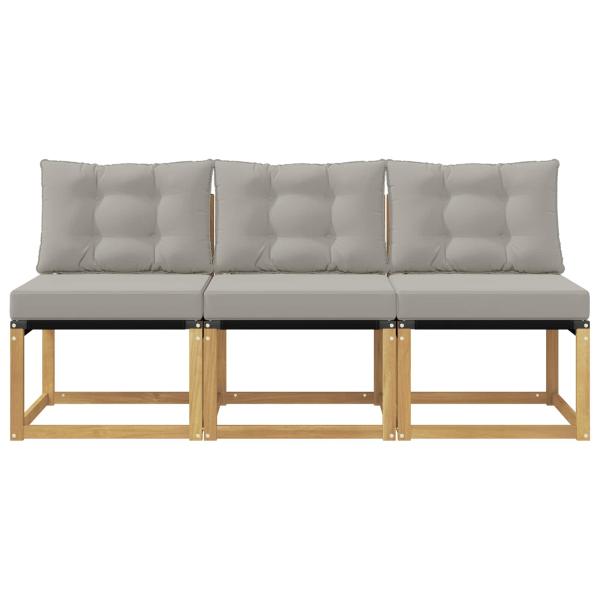 3 stk. Outdoor Mittelsofa Massivholz Akazie und Textilene Stoff