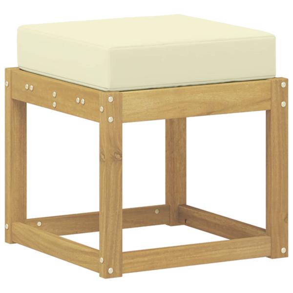 Outdoor Hocker Bank Massivholz Akazie Weiß