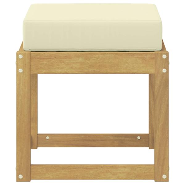 Outdoor Hocker Bank Massivholz Akazie Weiß