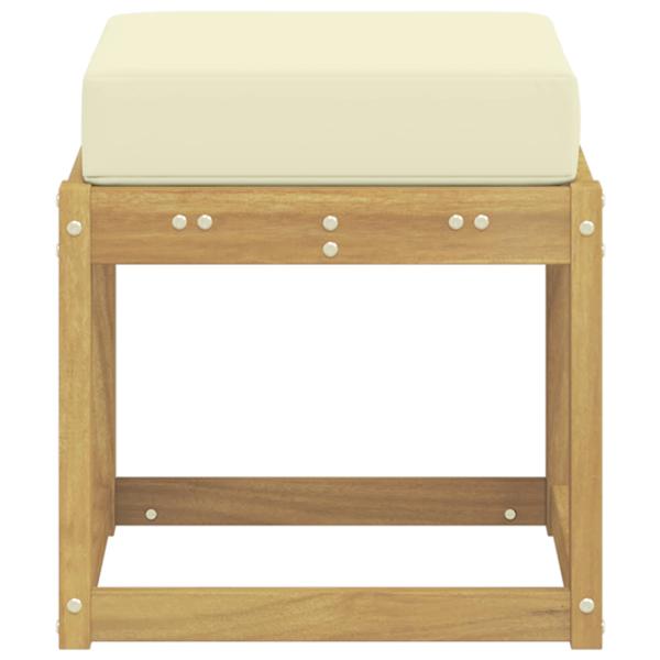Outdoor Hocker Bank Massivholz Akazie Weiß