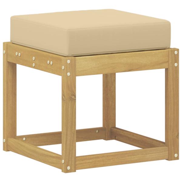 Outdoor Hocker Bank Massivholz Akazie Weiß