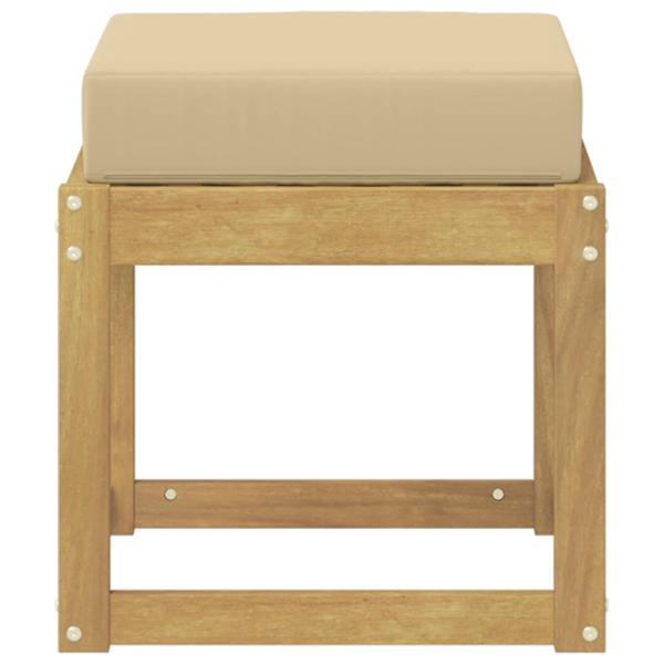 Outdoor Hocker Bank Massivholz Akazie Weiß