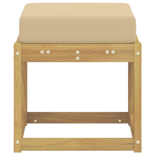Outdoor Hocker Bank Massivholz Akazie Weiß
