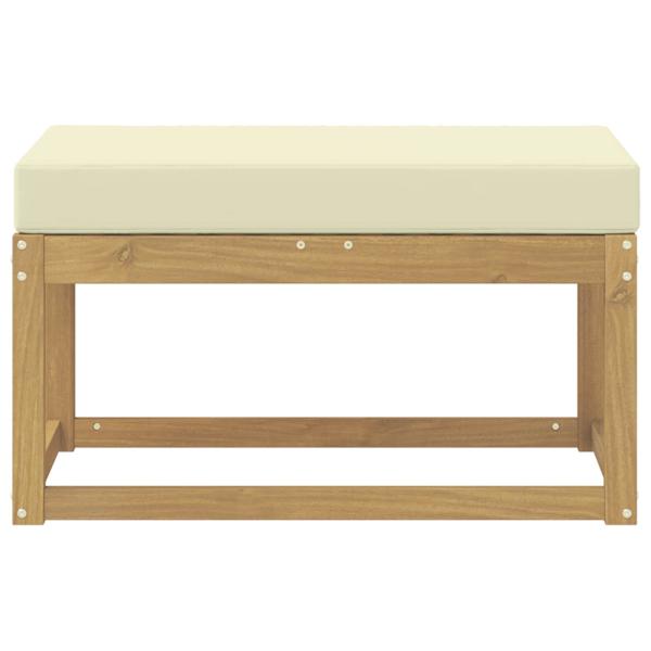 Outdoor Hocker Bank Massivholz Akazie Weiß