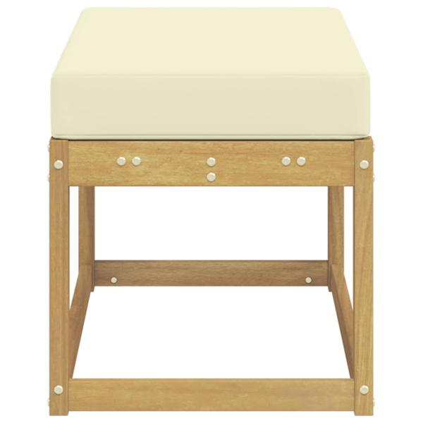 Outdoor Hocker Bank Massivholz Akazie Weiß